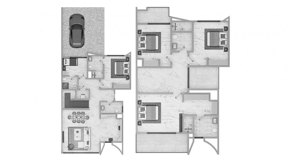 Floor plan «4BR Modern 217SQM», 4 bedrooms in ANYA TOWNHOUSES